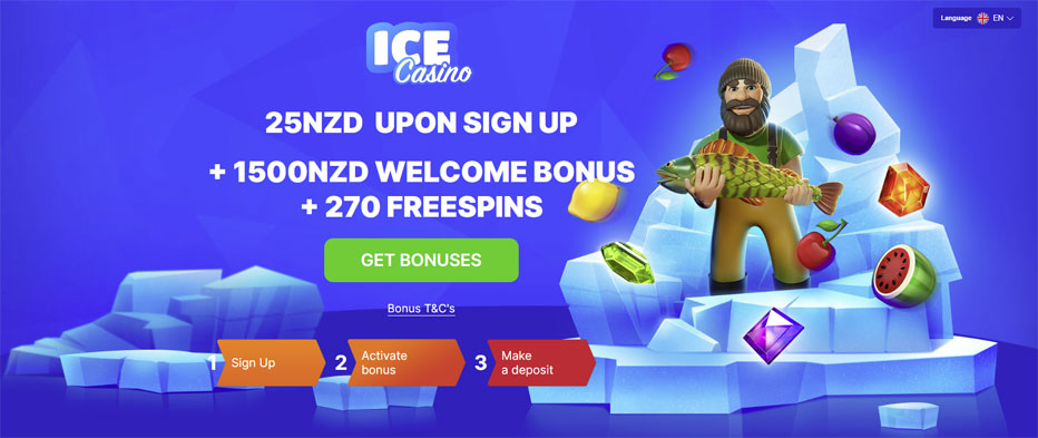 Ice Casino No Deposit Bonus New Zealand - NZ$25 Free on Sign up