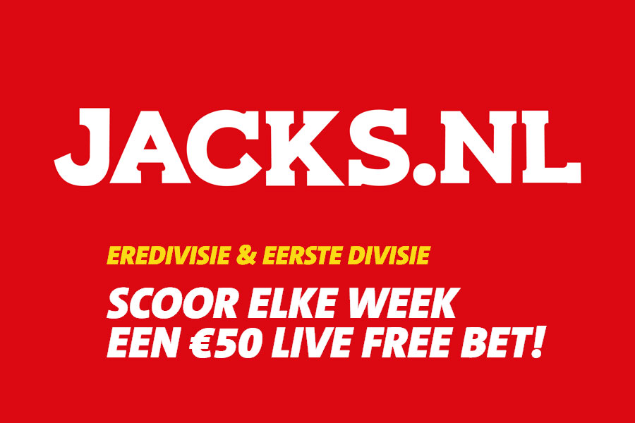 Scoor wekelijks een Live Free Bet t.w.v. €50 bij Jacks.nl