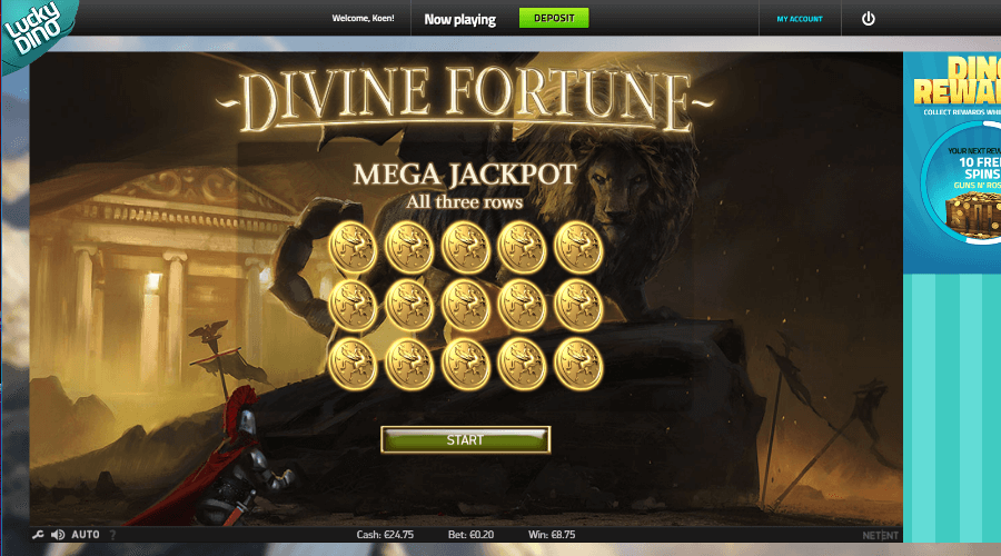 Jackpot Bonus Game during NetEnt's Divine Fortune Slot