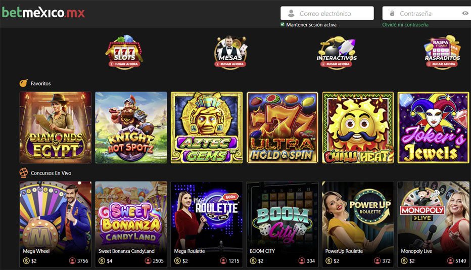 Juegos disponibles en Betmexico Casino