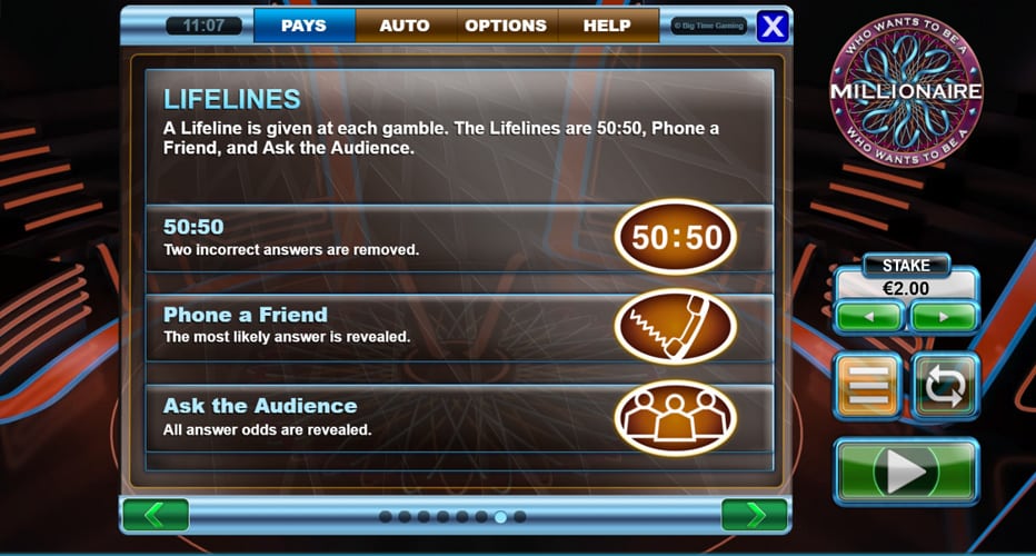 Lifelines Who Wants To Be A Millionaire Video Slot