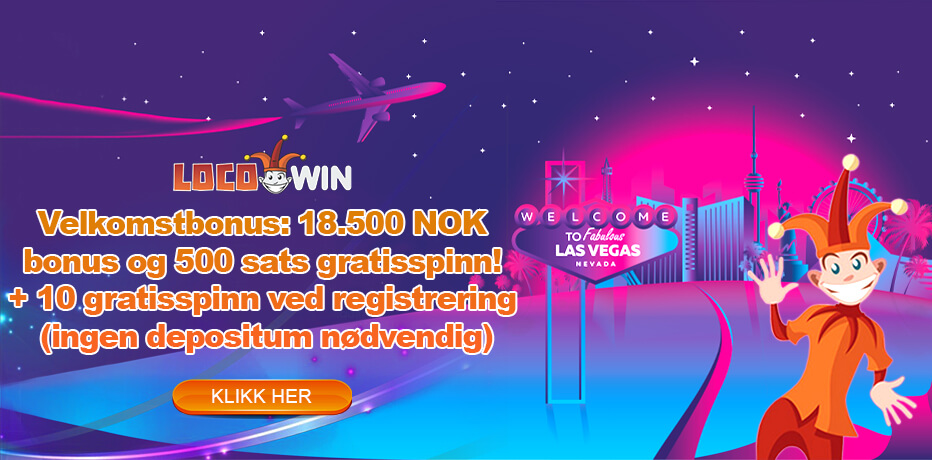 Locowin - 10 gratisspinn (ved påmelding) + 500 gratisspinn + 18.500 kr bonus