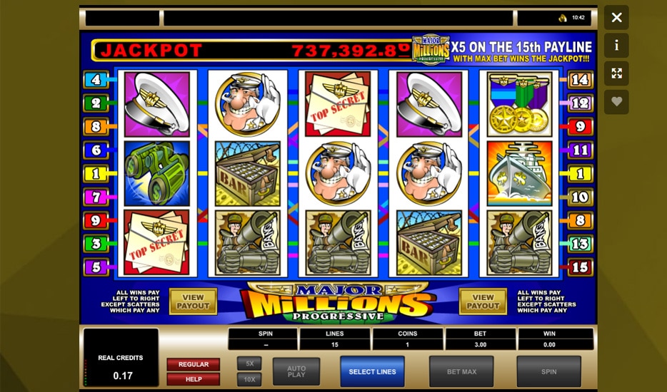 Major Millions Jackpot Slot mit 5 Walzen