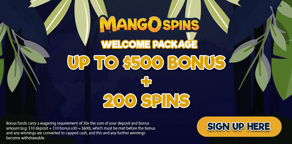 Mango Spins - NZ$500 + 200 Free Spins