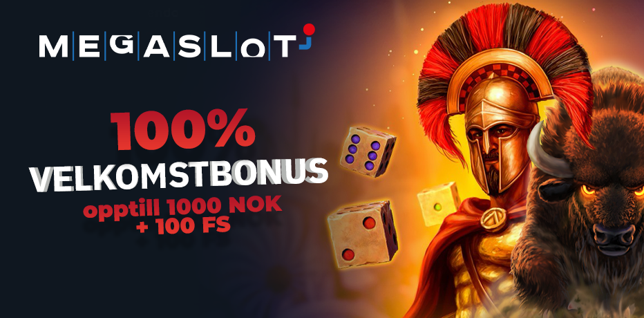 MegaSlot Bonus - 100 gratisspinn + 100% bonus