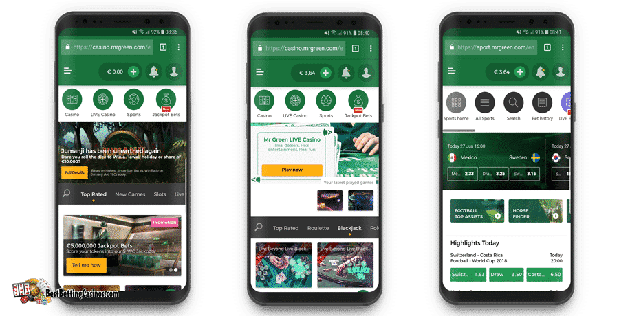 Mr Green; Top Rated Mobile Casino, Live Casino and Sportsbook!