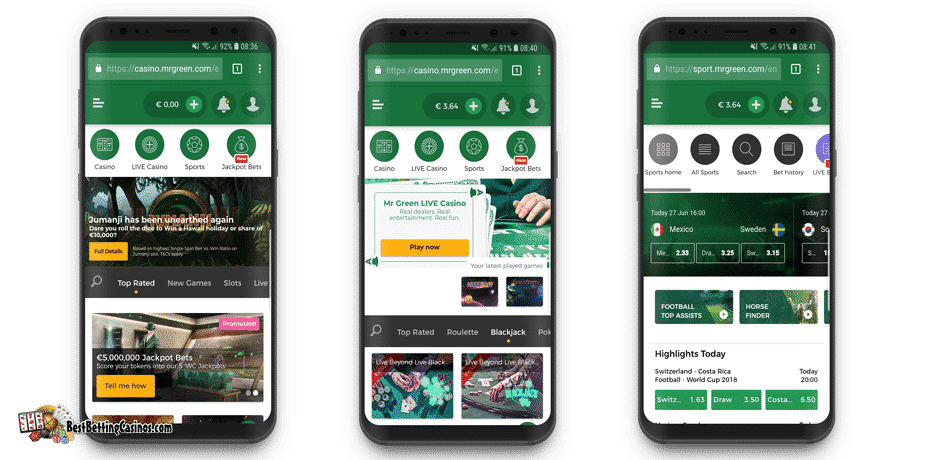 Mr Green; Topprankat Mobilt Casino, Live Casino och Sportsbook!