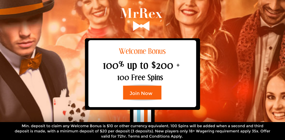MrRex Casino New Zealand - NZ$200 Bonus + 100 Free Spins