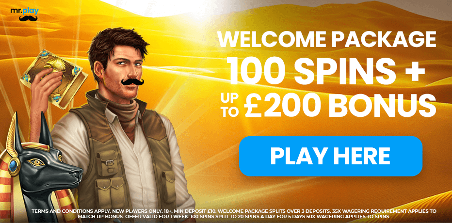 Mr Play Casino Bonus - 100 Free Spins + 100% Up To £200 Bonus