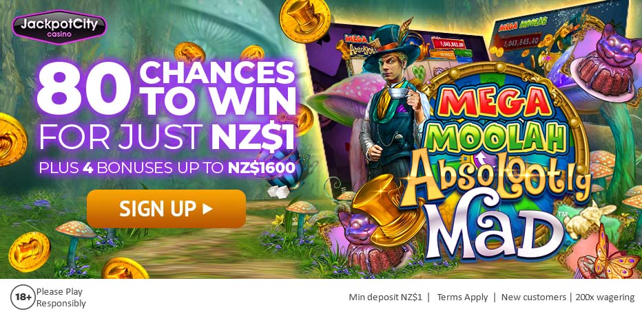 NZ$1 Casino Bonus jackpotcity 80 free spins