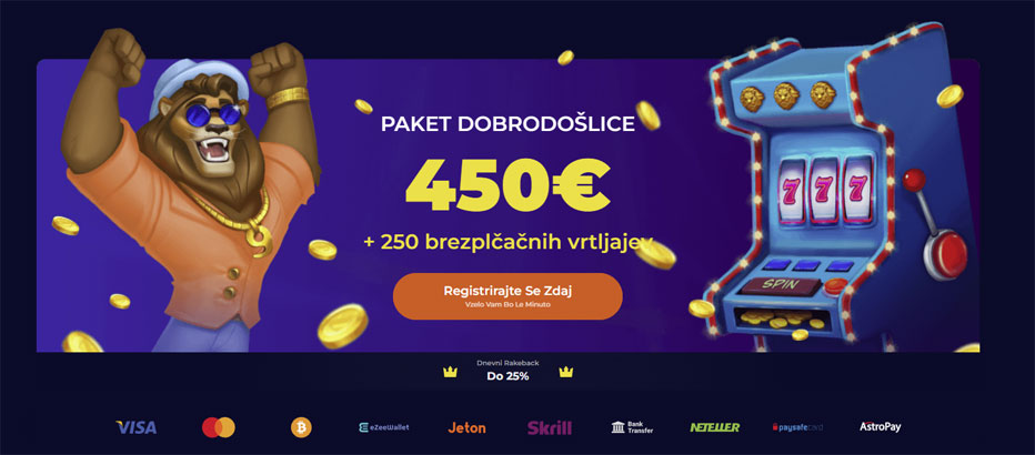 Nine Casino Bonus dobrodošlice - Do €450 plus 250 Brezplačnih vrtljajev