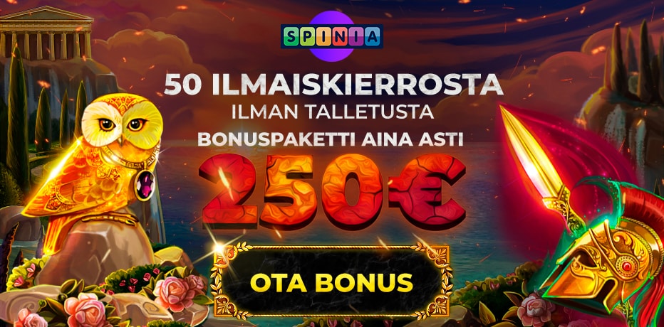 Paras Spinia Casinobonus - 50 Ilmaiskierrosta + 250€ Bonus