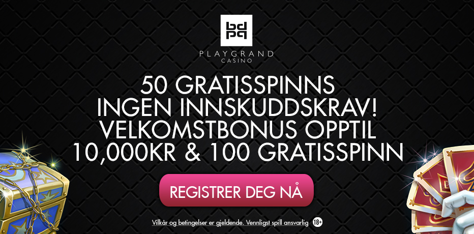 Playgrand Casino - 50 spinn ved registrering + 100% i bonus med Trustly