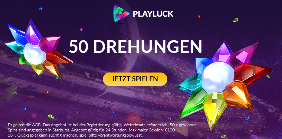 50 NetEnt Freispiele bei Playluck - Probieren Sie Starburst kostenlos