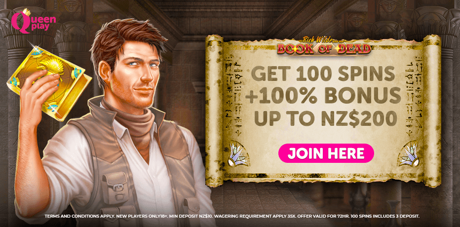 Queen Play Bonus - 100 Free Spins + NZ$200 bonus