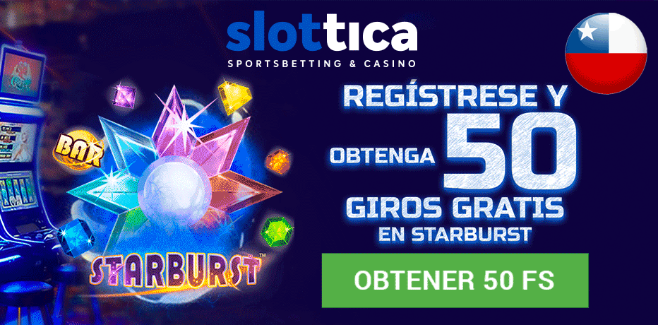 Reclama 50 giros gratis de Starburst en Slottica Casino - No requiere depósito