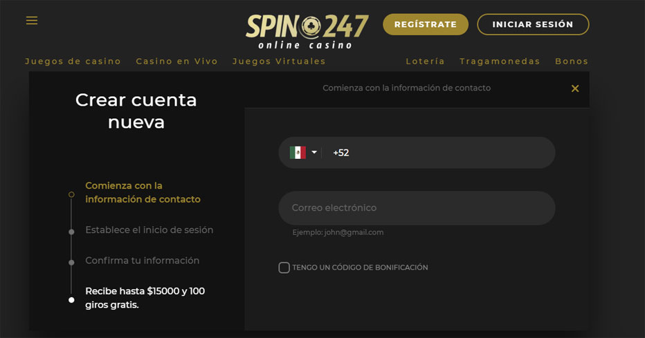 Registrate Spin247 Casino