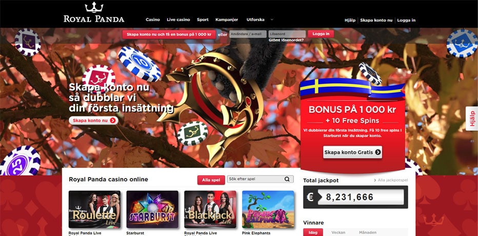 Royal Panda Bonusar | 10 Gratis Spins på Starburst + 100% Bonus