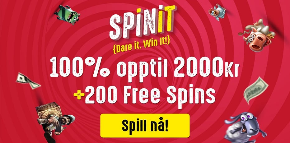 SPINiT bonuskode - 21 spinn (uten innskudd) + kr 10.000 i bonus