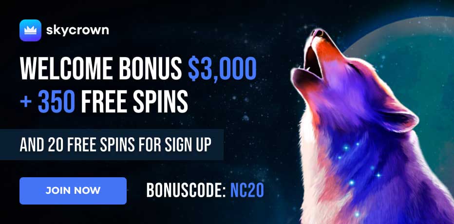 Skycrown-No-Deposit-Bonus - 20 Free Spins on Signup