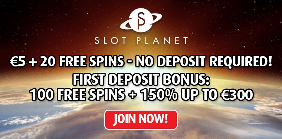 Claim €5,- Free and 20 Free Spins (No Deposit) at Slot Planet