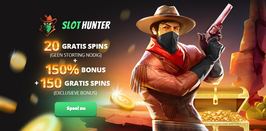 Speel 20 Gratis Spins no deposit bij Slot Hunter Casino