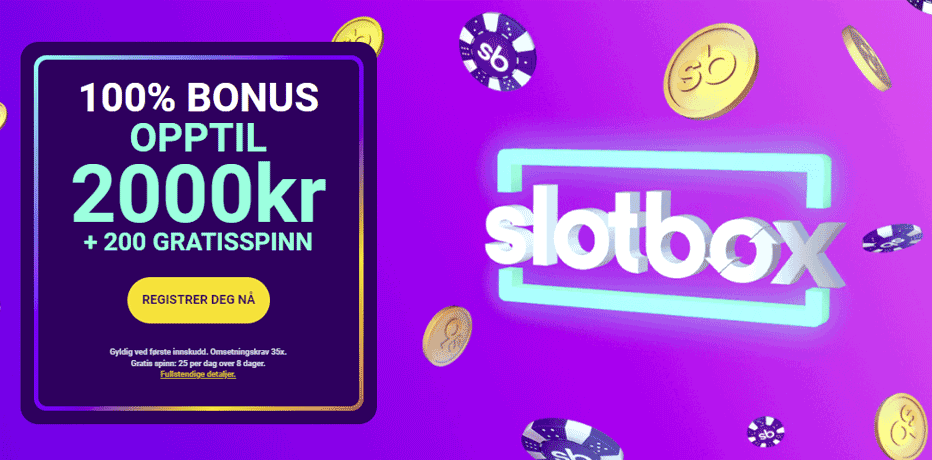 Slotbox - 200 gratisspinn + 100% bonus