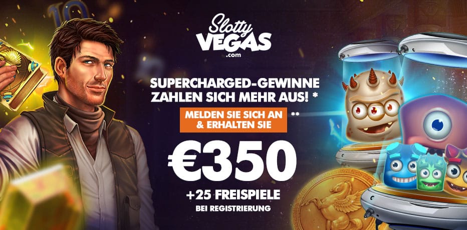Slotty Vegas Promocode - 25 Freispiele (keine Einzahlung erforderlich) + 350€ Bonus