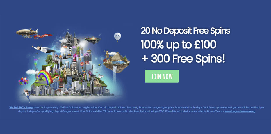 Sloty Bonus - 20 Free Spins (no deposit needed) + 100% deposit bonus