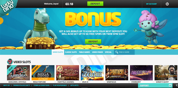 Gaming Lobby at LuckyDino Online Casino Spillobby hos LuckyDino Nettkasino