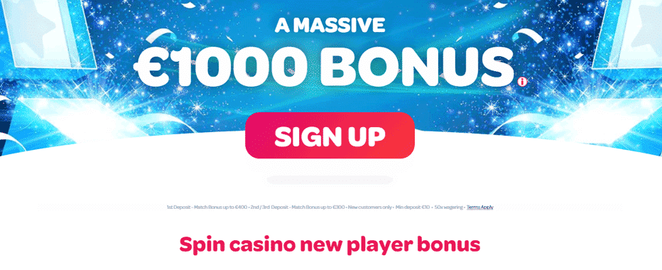 Bonus de bienvenue chez Spin Casino Canada - Réclamez jusqu’à 1 000 $ CAN