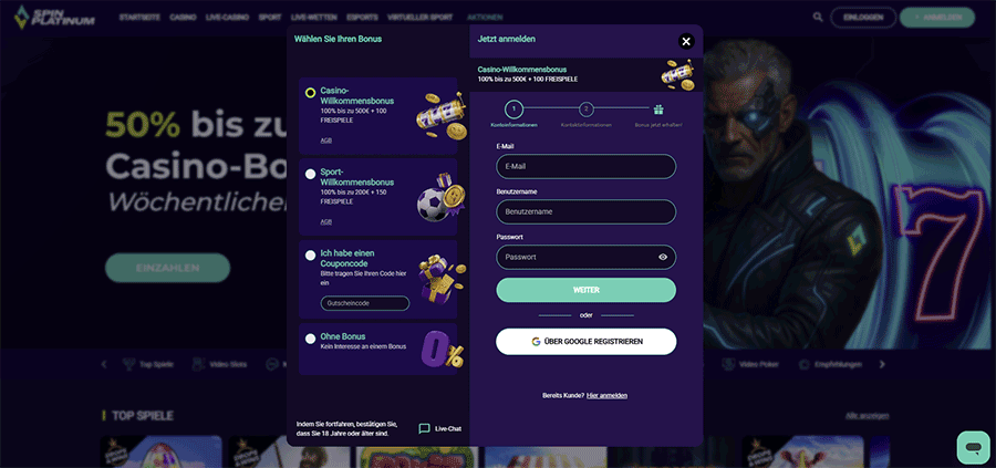 Spin Platinum Willkommensbonus