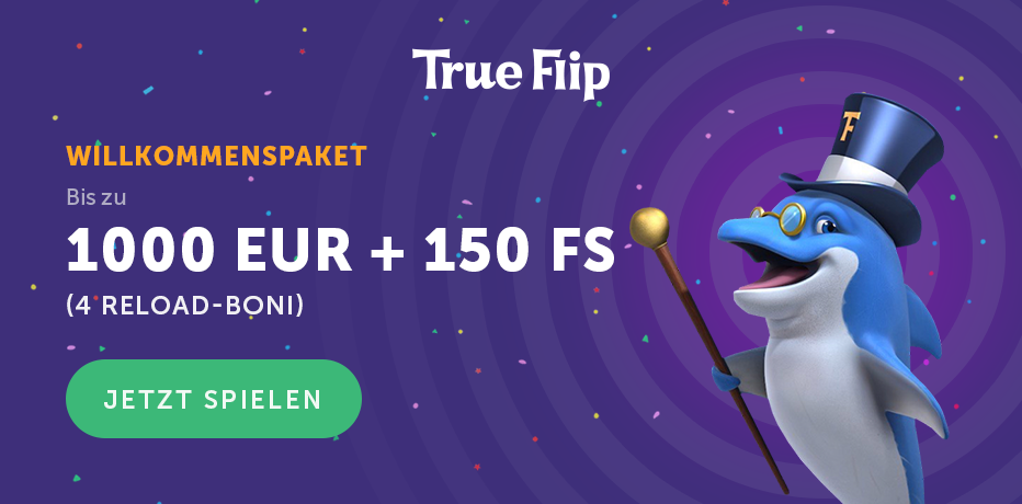 True Flip Casino-Bonus - 1.000 € beanspruchen + 150 Freispiele