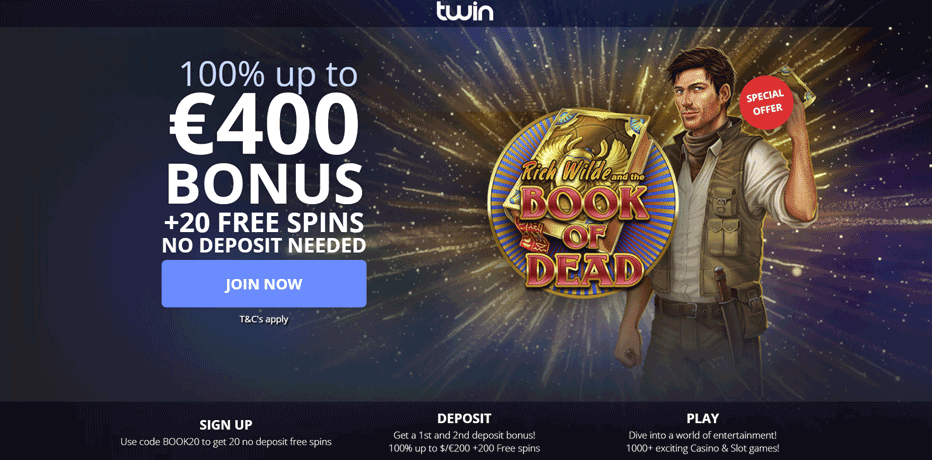 Twin Casino Bonusanmeldelse- 20 gratisspinn (ingen innskudd trengs) *Eksklusiv