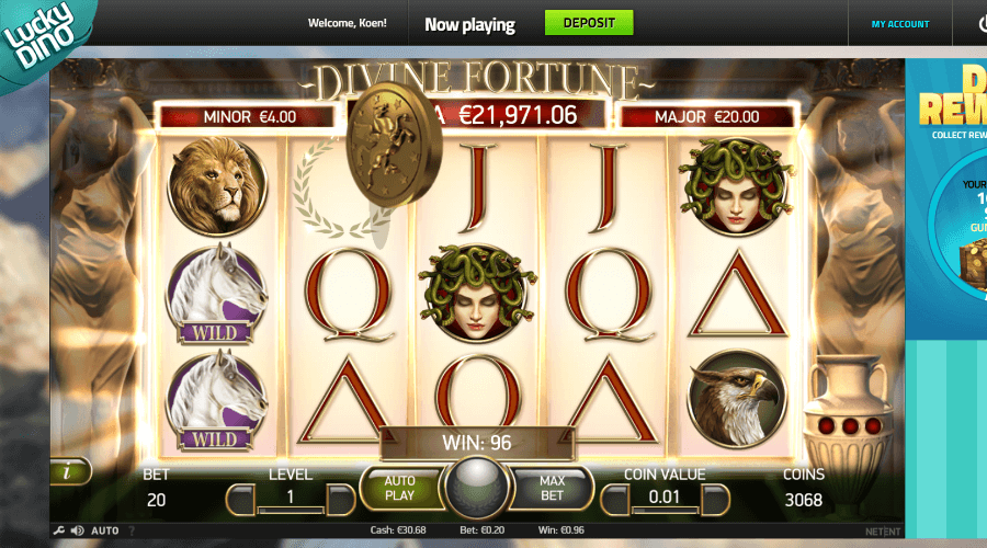 Wild Respins during the Divine Fortune Jackpot Slot by NetEnt