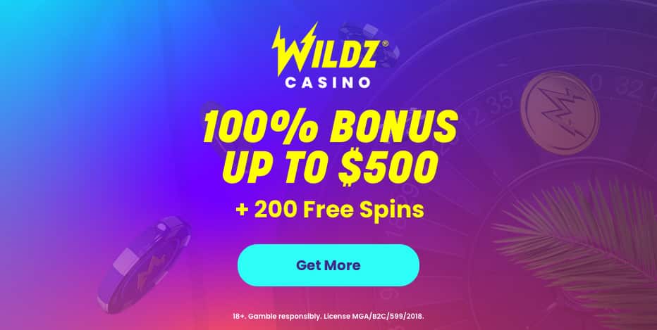 Claim a 100% non-sticky casino bonus up to C$500,- + 200 Free Spins at Wildz