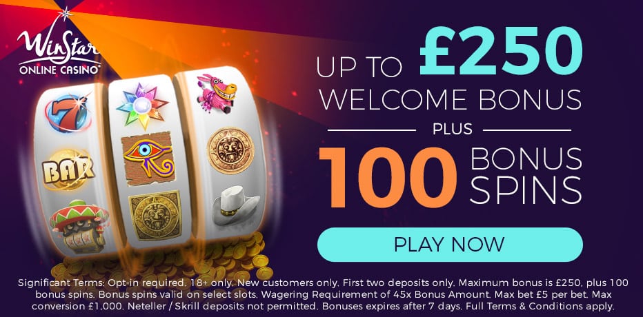 WinStar Casino Bonus - Up to €250,- + 100 Free Spins