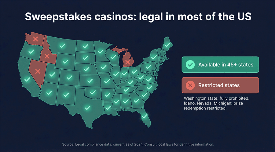 Availabiltiy of sweepstakes casinos in the US