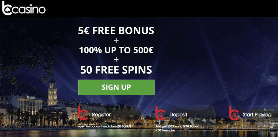 bCasino No Deposit Bonus - Play €5 free in the live casino