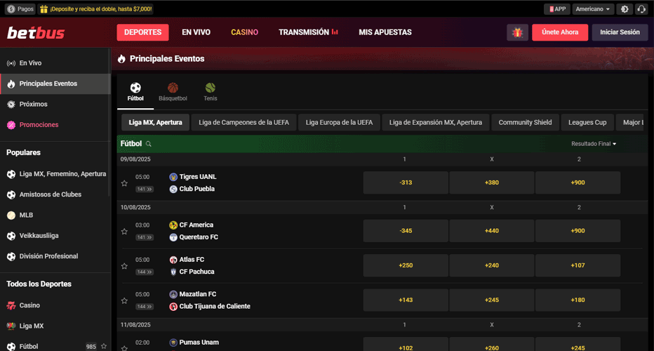 Apuestas en Betbus México 