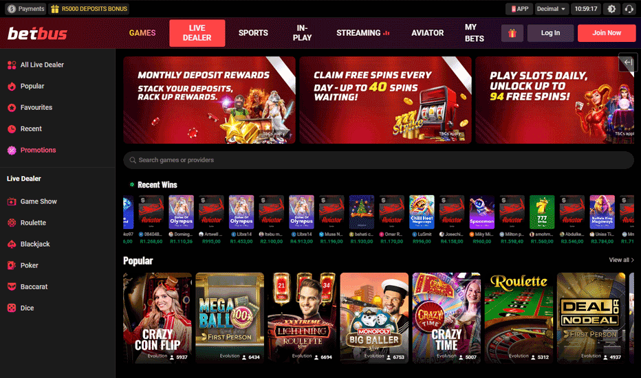 Betbus live casino