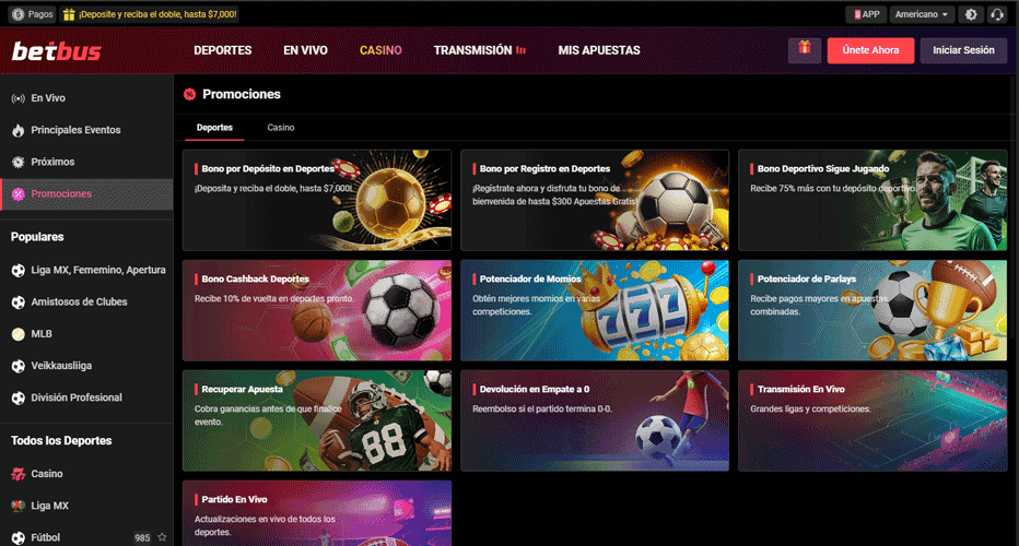 Betbus Promociones - Cashback deportivo del 10%