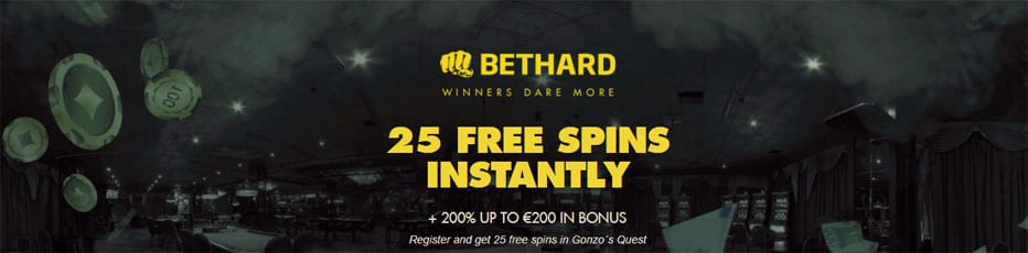 Begynn å spille hos Bethard og samle 200% Bonus og 25 insatsfri spinn.
