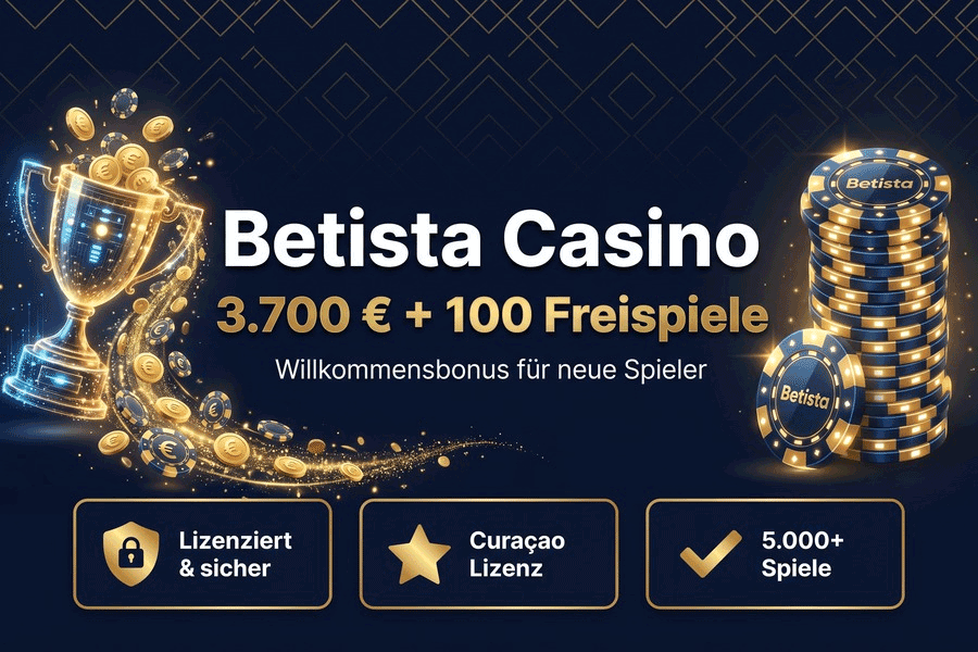 Betista Willkommensbonuspaket für das Casino: 3.700 € + 100 Freispiele