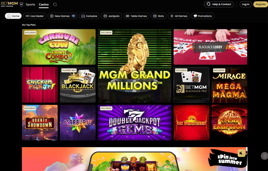 BetMGM Casino West Virginia offers a great game selection