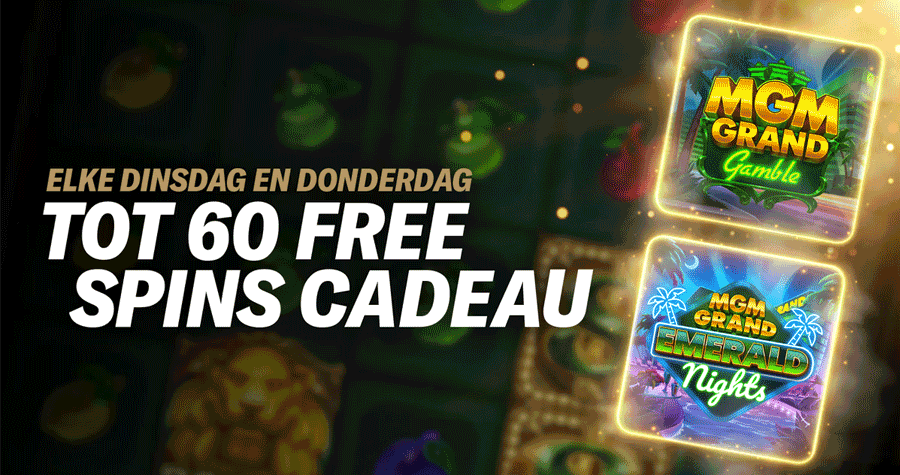 BetMGM’s Grandioze Spins: Pak elke dinsdag en donderdag tot 60 gratis spins! BetMGM’s Grandioze Spins: Pak elke dinsdag en donderdag tot 60 gratis spins!