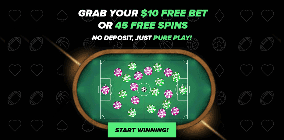 Get 45 free spins and $10 free bet with no deposit bonus at Betplays