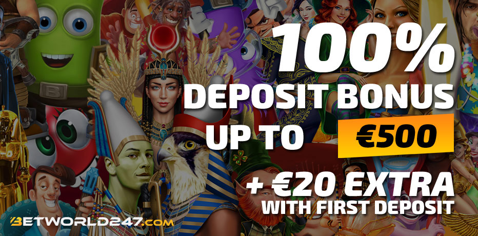 Betworld247 Bonus - 20 Free Spins on Sign up + 100% Bonus
