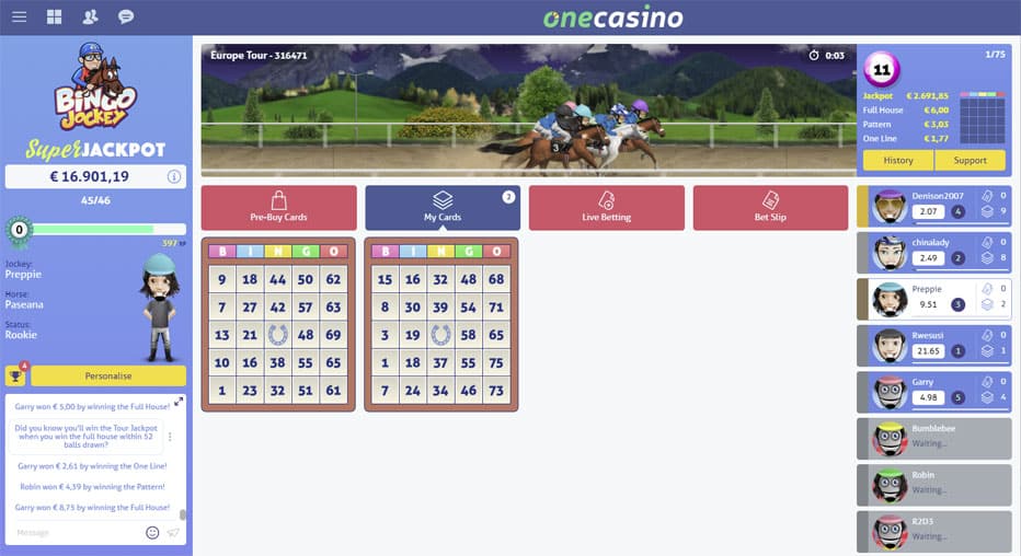 Horse race bingo game