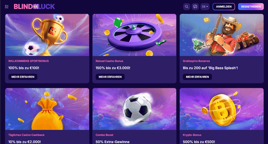 Weitere Boni und Aktionen im Blind Luck Casino